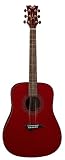 Dean Tradition S2 Solid Top Dreadnaught Acoustic Guitar, Trans Red