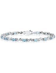 10k White Gold Diamond and Blue Topaz Bracelet