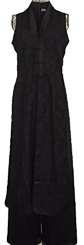 シルク アオザイ ドレス チャイナドレス 風 にも 黒 ベトナム 民族 衣装