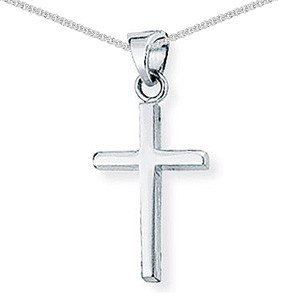 9ct White Gold Cross Pendant and Chain
