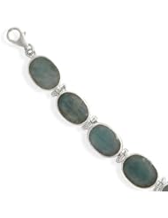 7"+1" Extension Rough-Cut Emerald Link Bracelet
