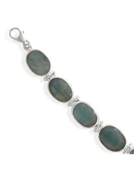 CleverSilvers 7 Inch And 1 Inch Extension Rough-cut Emerald Link Bracelet