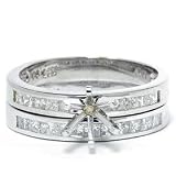 1.00CT Princess Cut Diamond Engagement Settting Ring Wedding Band Mount Channel