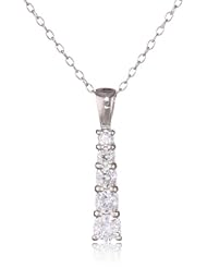 Sterling Silver Cubic-Zirconia Five Stone Journey Pendant Necklace, 18"
