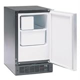 Marvel No-Drain Ice Machine - Black Cabinet, Brushed Aluminum Door Frame, Stainless Door Panel, Pro