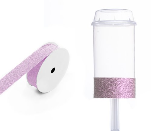 Dress My Cupcake DMC91900 Clear Push Pops 100-Pack Plastic Containers with Lid DIY Kit, Cherry Blossom Pink Glitter