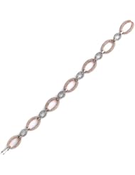 Sterling Silver & Cz Pink Gold Plated Bracelet