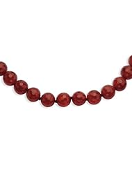 Sterling Silver 18in 8-8.5mm Faceted Carnelian Pearl Necklace.