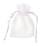 Darice 3-Inch by 4-Inch White and Pink Organza Bag, 12-Piece