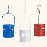 Metal Dragonfly Lantern with Battery Operated Flickering Tealight - BLUE