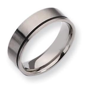 Titanium Black Accent Flat 7mm Brushed Band Ring