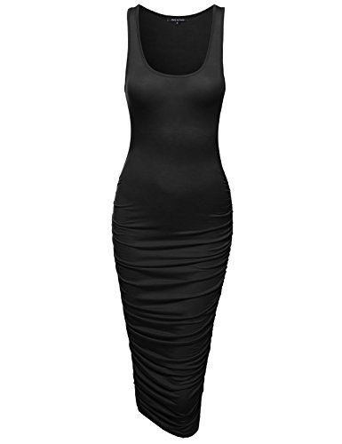 Awesome21 Women's Sleeveless Midi Length Rib Tank Dress