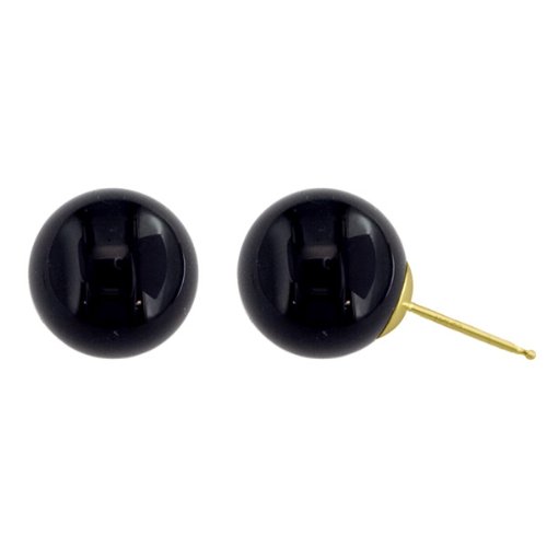 Click To 10mm Round Black Onyx Stud Earrings in 14K Yellow Gold Details... 10mm Round Black Onyx Stud Earrings in 14K Yellow Gold