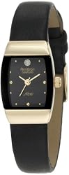 Armitron Women's 753594BKBK NOW Diamond Accented Gold-Tone Black Leather Dress Watch