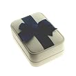 White Leatherette Earring Gift Box w/ Blue Satin Bow