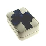 White Leatherette Earring Gift Box w/ Blue Satin Bow