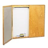 Review Quartet  / Conference Room Marker Board in Cabinet, Closed: 4'x4', Oak Veneer QRT853