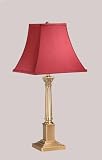 Corinthian Table Lamp with Classic Pagoda Shade in Satin Brass Shade Color: Red