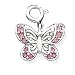 Pendant and Necklace Set - Sterling Silver Pink CZ Butterfly Charm w/18 Silver Box Chain Necklace Included