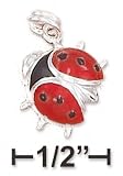 Sterling Silver Enamel 12mm Red And Black Ladybug Charm