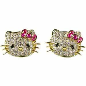Adorable 14k Gold Plated Hello Kitty Crystal Cz Stud Celebrity Teen Earrings with Pink Bow**free Gift Box and Free Shipping Only By Glam and Gloria 31llCuu%2BPmL Adorable 14k Gold Plated Hello Kitty Crystal Cz Stud Celebrity Teen Earrings with Pink Bow**free Gift Box and Free Shipping Only By Glam and Gloria