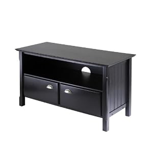 Timber TV Stand with Shelf and Cabinet - Black by Winsome Wood