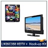 Samsung LN26C350 26 LCD HDTV, 720p Resolution (1366 x 768), Cold Cathode Fluorescent Lamp LCD, SRS TruSurround HD, High-performance Hook-Up & Maintenance Kit: 2 High Performance HDMI Cables, 1 Component Video Cable, 1 Optical Audio Cable, 1 TV Cleaning K