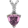14K White Gold Pink Tourmaline and Diamond Pendant