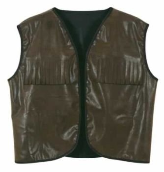 Faux Brown Leather Cowboy Vest w/Fringe 1/Pkg