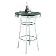 Retro Soda Fountain Style Bar Table w/Chrome Plating & Black Top