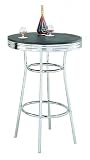 Retro Soda Fountain Style Bar Table w/Chrome Plating & Black Top