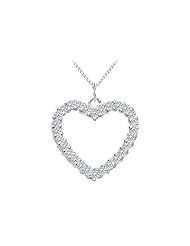 Diamond Heart Pendant in 14K White Gold 0.75 Carat Diamonds