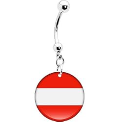Austria Flag Belly Ring