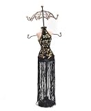 Black Gold Evening Dress With Umbrella Jewelry Stand