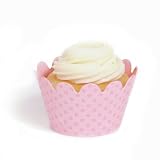 Dress My Cupcake Maya Mini Baby Pink Cupcake Wrappers, Set of 18 - Baby Shower Cupcakes, Pink Muffin Cups, Dessert Decorations