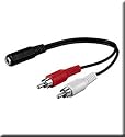 Y-Adapter Kabel Stereo 20 cm 2 x Chinch-Stecker an Klinke-Buchse 3,5mm