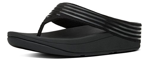 FitFlop Women's Ringer Thong Sandal,All Black,US 5 M