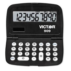Pocket Calculator with Compact Case, 10 DGT LCD, Non-Slip Rubber Keys, Date/Time VCT909