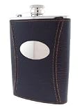 Genuine Leather Cover Hip Flask - Engraved Affordable Groomsman Gift