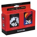 Lexmark Twin Pack #16, #26 Black and Color Print Cartridges (10N0202)