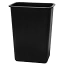 United Solutions WB0060 Black Plastic 41 Quart Office Wastebastket-10.25 Gallon Trash Can in Black