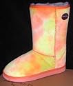 Betty Lu's Women Sheepskin Orange Tye Dyr Print Boot Size 10 Short Like Ugg Boots