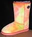 Betty Lu's Women Sheepskin Orange Tye Dyr Print Boot Size 10 Short Like Ugg Boots
