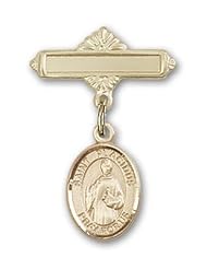 Gold Filled Baby Badge with St. Placidus Charm and Polished Badge Pin