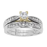 14K Two-Tone Gold Diamond Wedding Set - 1.50 Ct.
