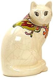 EMAUX DE LONGWY - ROMANCE Ivory Faience Medium Cat - EL609194