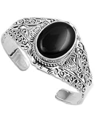 Sterling Silver Black Onyx Bangle Bracelet