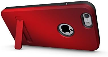 MeGi Hybrid Three Layers Armor Cover Case with Kickstand and HD Screen Protector Iphone Case (Hard PC + Flexible TPU + Hard PC),Slight Lip Protects Screen Exclusive for iPhone 6Plus 5.5 inch (Red)