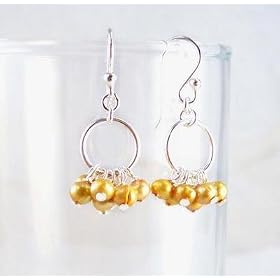 Pearl Cluster Circle Sterling Silver Earrings