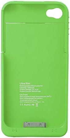 ELENKERâ„¢ Super Quality External 1900mah Battery Pack Power Station for Apple Iphone 4/4S with Protective Back Cover Portable Case Charger (Green)